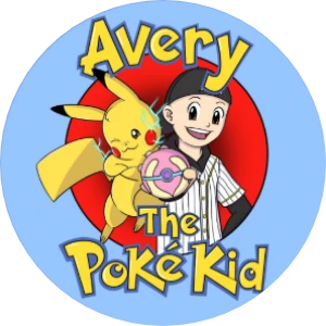 Avery the Poké Kid logo: Avery with Pikachu